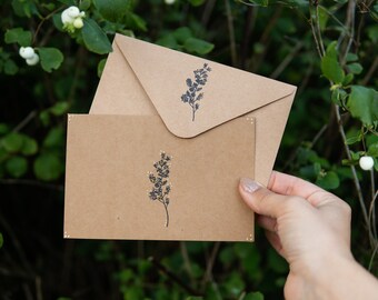 Wild Berry Handmade Note Cards | Berry Plant Blank Greeting Cards | Hand Stamped Nature Card Pack | Set of 1, 5 or 10 | Eco Friendly Gift