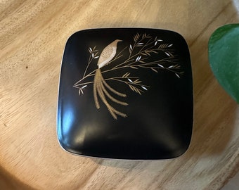 Vintage Rosenthal Bettina TrinketBox| Peacock, Bird, 50s., German, Black, Gold, Golden