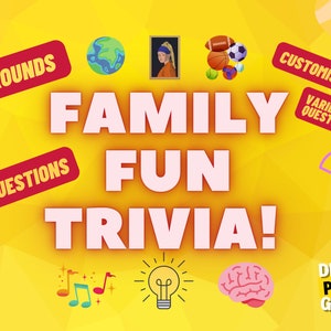 Trivia Quiz Digital Game PowerPoint Fun Pub General Knowledge 50 Questions Downloadable Family Party Fun Night Virtual For Mac and Windows