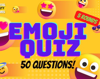 Emoji Trivia PowerPoint Quiz Digital Game Fun 50 Questions Online Downloadable Family Party Fun Night Virtual For Mac and Windows