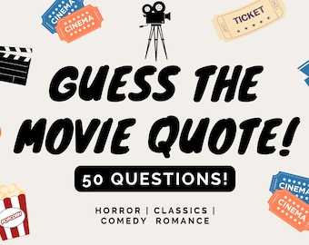 Indovina la citazione del film Curiosità PowerPoint Quiz 50 Domande Scaricabile Gioco per famiglie Divertimento Spettacolo notturno Zoom Skype Teams per Mac e Windows