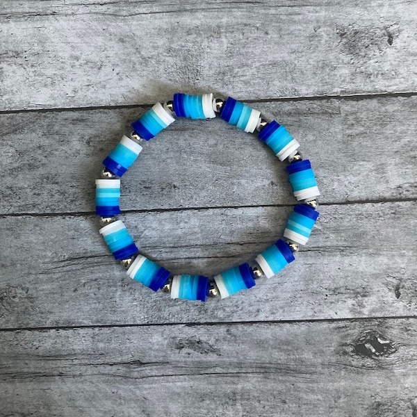 Pretty Blue Bracelet | Poly Clay Beaded Bracelet | Gift ideas