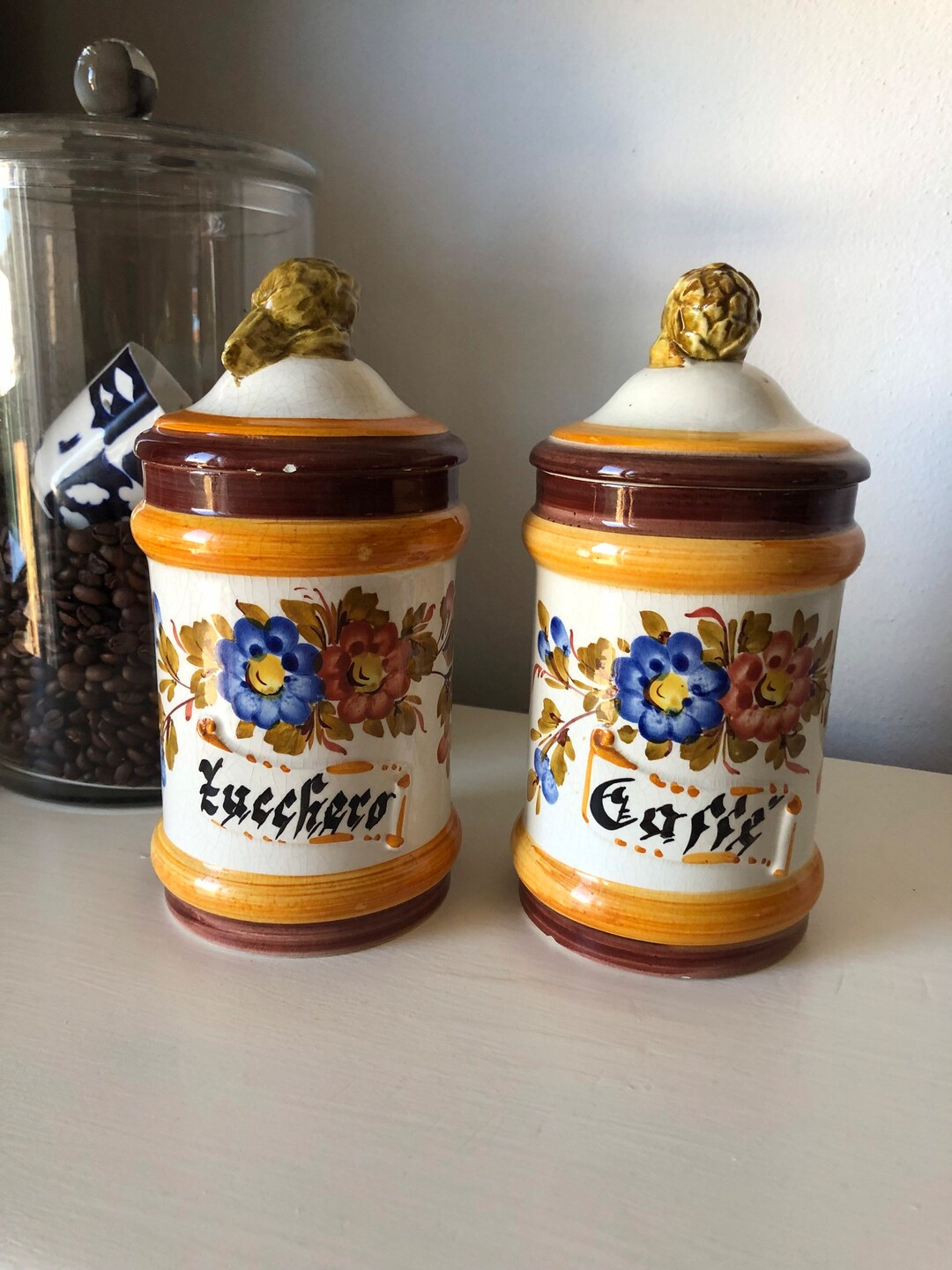 Vintage Italian Sugar and Coffee Canister Set. Zucchero E Caffè - Etsy