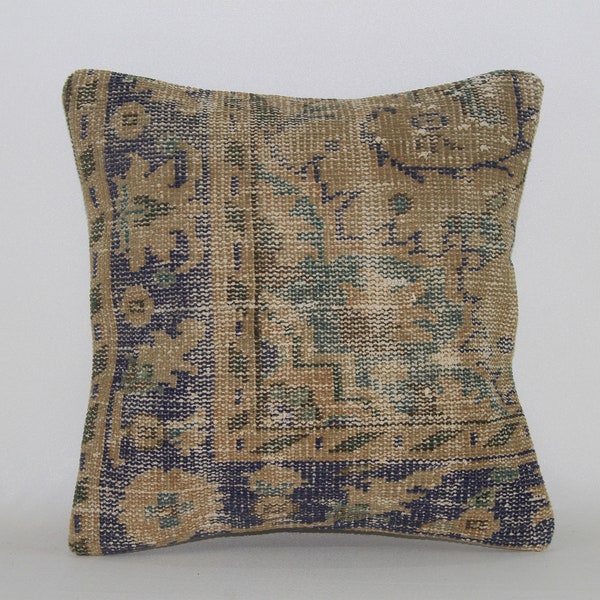 Decorative Pillow, Turkish Rug Pillow, Sofa Pillow Case, Kilim Pillow Cover, Small Lumbar Pillow, 18x18 Pillow Cover, Couch Pillow Case