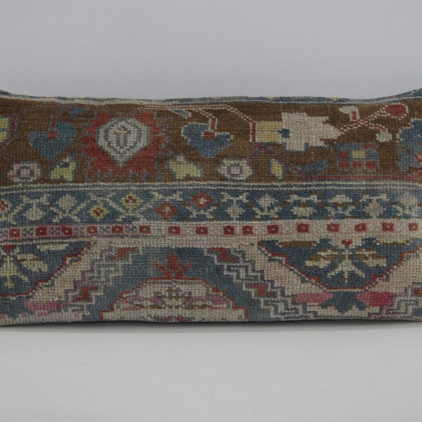 12x24 Turkish Kilim Pillow, Livingroom Decor, Throw Pillow, Decorative Pillow, Sofa Accent Pillow, Cushion Cover, Floral Design Pillow