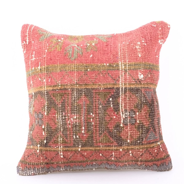Handwoven Kilim Pillow , 16x16 Tribal Pillow , Couch Pillow , Authentic Rug Pillow , Pillow Sham Cover , Home Decor Pillow , Kilim Pillows
