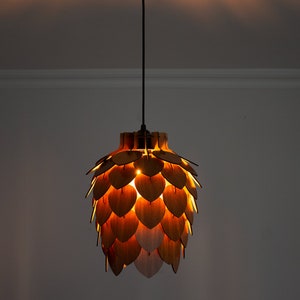 Mini Pine Cone Pendant Light Wooden Ceiling Shadow Lighting Wood Pinecone Chandelier Dining Room Lampshade Pineapple Luminaire Lamp image 8