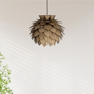 Runde Holz Pendelleuchte recycelter Holz Kronleuchter Lampe Lampenschirm aus Holz für Wohnzimmer Moderne stilvolle Hausdekoration Bild 2
