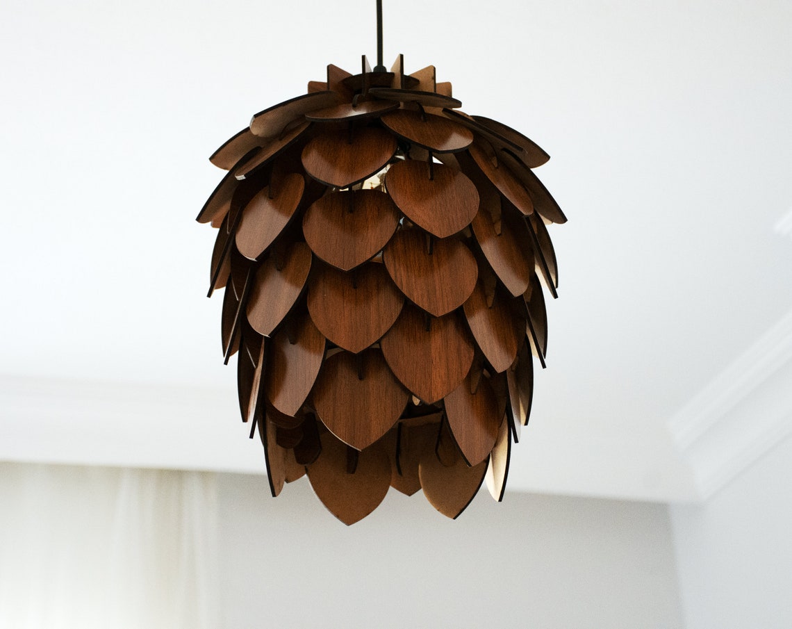 Mini Pine Cone Pendant Light Wooden Ceiling Shadow Lighting - Etsy