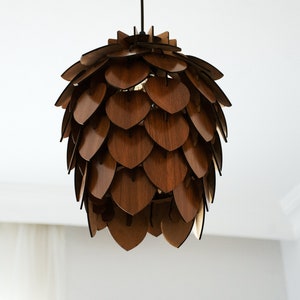 Mini Pine Cone Pendant Light Wooden Ceiling Shadow Lighting Wood Pinecone Chandelier Dining Room Lampshade Pineapple Luminaire Lamp image 3