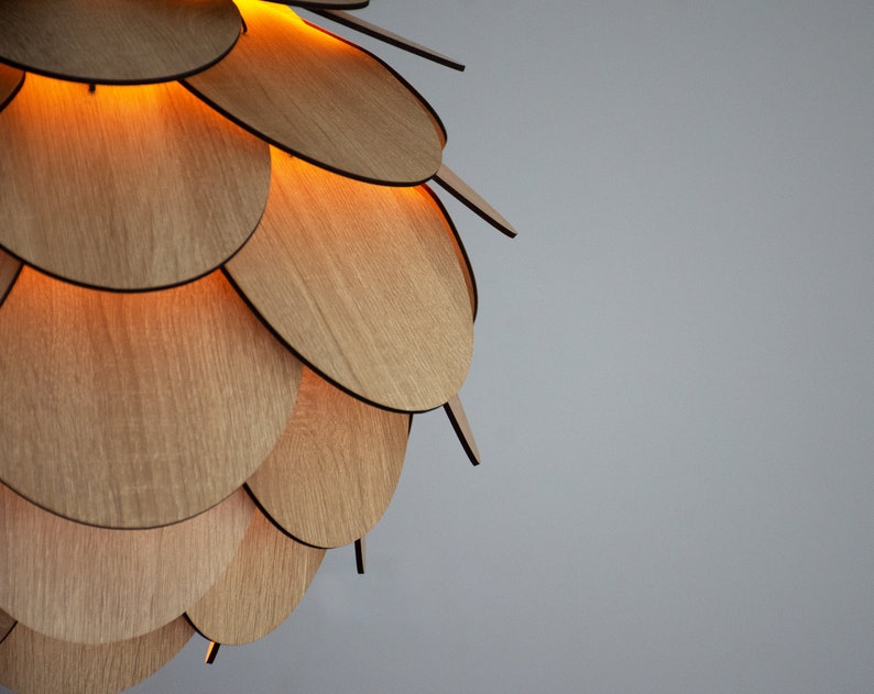 Wooden Round Shape Chandelier Light Modern Wood Pendant Lamp Dining Room and Kitchen Island Lamp Pine Cone Ceiling Lamp Shade zdjęcie 7