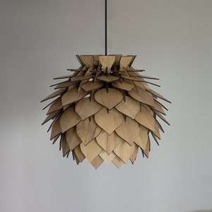 Runde Holz Pendelleuchte recycelter Holz Kronleuchter Lampe Lampenschirm aus Holz für Wohnzimmer Moderne stilvolle Hausdekoration Bild 10