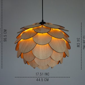 Moderne runde Kronleuchter Lampe Schlafzimmer Lampenschirm Esszimmer und Küche Insel-Lampe Kiefer Kegel geformt Deckenbeleuchtung Bild 5
