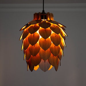 Mini Pine Cone Pendant Light Wooden Ceiling Shadow Lighting Wood Pinecone Chandelier Dining Room Lampshade Pineapple Luminaire Lamp image 7