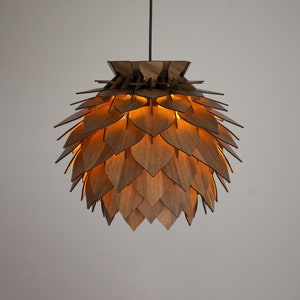 Hölzerner moderne Tannenzapfen Kronleuchter - Lampe – Esszimmer Lampenschirm – Ananas Form Leuchte – Runde Deckenbeleuchtung- Holzlampe