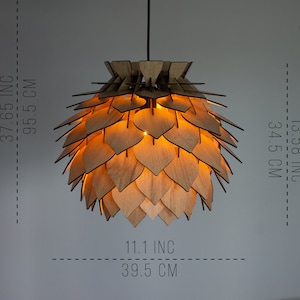 Modern Wooden Pendant Light Round Bedroom Lampshade Ceiling Lamp for Dining Room Wood Hanging Lamp Pine Cone Kitchen Lamp image 5