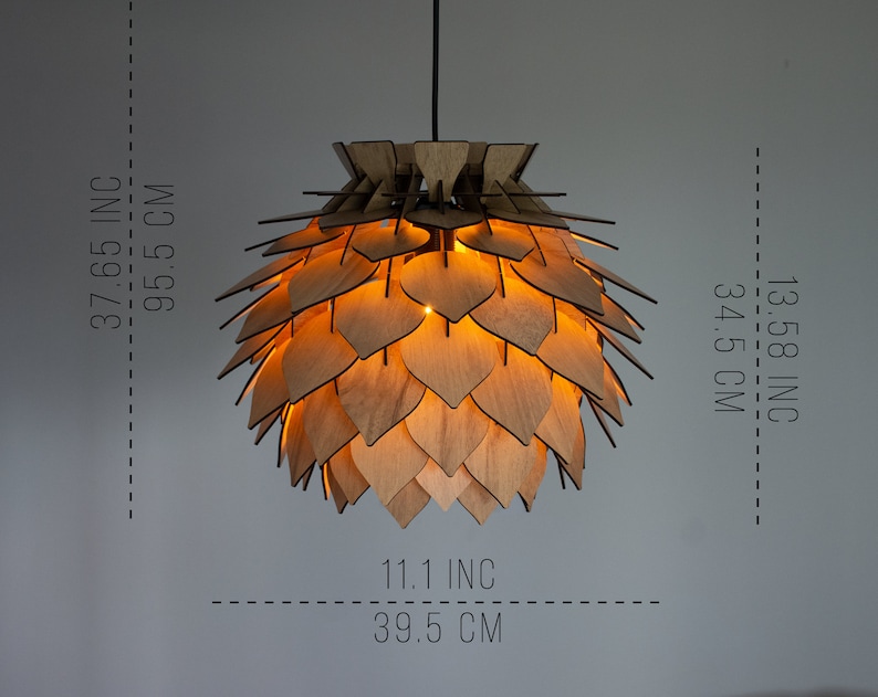 Modern Wooden Pendant Light Round Bedroom Lampshade Ceiling Lamp for Dining Room Wood Hanging Lamp Pine Cone Kitchen Lamp zdjęcie 5
