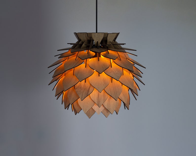 Runde Holz Pendelleuchte recycelter Holz Kronleuchter Lampe Lampenschirm aus Holz für Wohnzimmer Moderne stilvolle Hausdekoration Cream