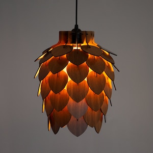 Mini Pine Cone Pendant Light Wooden Ceiling Shadow Lighting Wood Pinecone Chandelier Dining Room Lampshade Pineapple Luminaire Lamp image 1