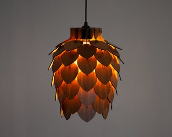 Mini Pine Cone Pendant Light - Wooden Ceiling Shadow Lighting - Wood Pinecone Chandelier - Dining Room Lampshade - Pineapple Luminaire Lamp