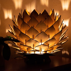Wooden Pine Cone Modern Chandelier Lamp Wood Pendant Light Dining Room Lampshade Pineapple Shape Luminaire Round Ceiling Lighting image 6