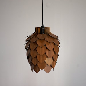 Mini Pine Cone Pendant Light Wooden Ceiling Shadow Lighting Wood Pinecone Chandelier Dining Room Lampshade Pineapple Luminaire Lamp image 9