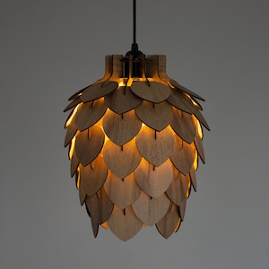 Kiefernzapfen Holz Kronleuchter Lampe - Modern Holz Pendelleuchte - Schlafzimmer Lampenschirm-Moderne Esszimmerlampe-Artischocken Form Lampe