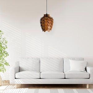 Mini Pine Cone Pendant Light Wooden Ceiling Shadow Lighting Wood Pinecone Chandelier Dining Room Lampshade Pineapple Luminaire Lamp image 6
