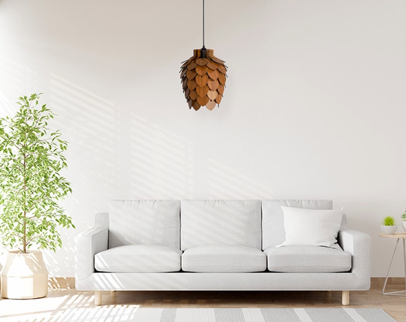 Mini Pine Cone Pendant Light Wooden Ceiling Shadow Lighting Wood Pinecone Chandelier Dining Room Lampshade Pineapple Luminaire Lamp image 6