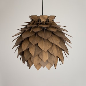 Wooden Pine Cone Modern Chandelier Lamp Wood Pendant Light Dining Room Lampshade Pineapple Shape Luminaire Round Ceiling Lighting image 10