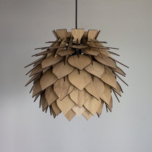 Runde Holz Pendelleuchte recycelter Holz Kronleuchter Lampe Lampenschirm aus Holz für Wohnzimmer Moderne stilvolle Hausdekoration Bild 7