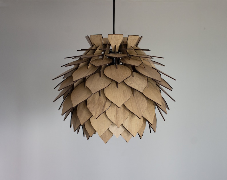 Runde Holz Pendelleuchte recycelter Holz Kronleuchter Lampe Lampenschirm aus Holz für Wohnzimmer Moderne stilvolle Hausdekoration Bild 7