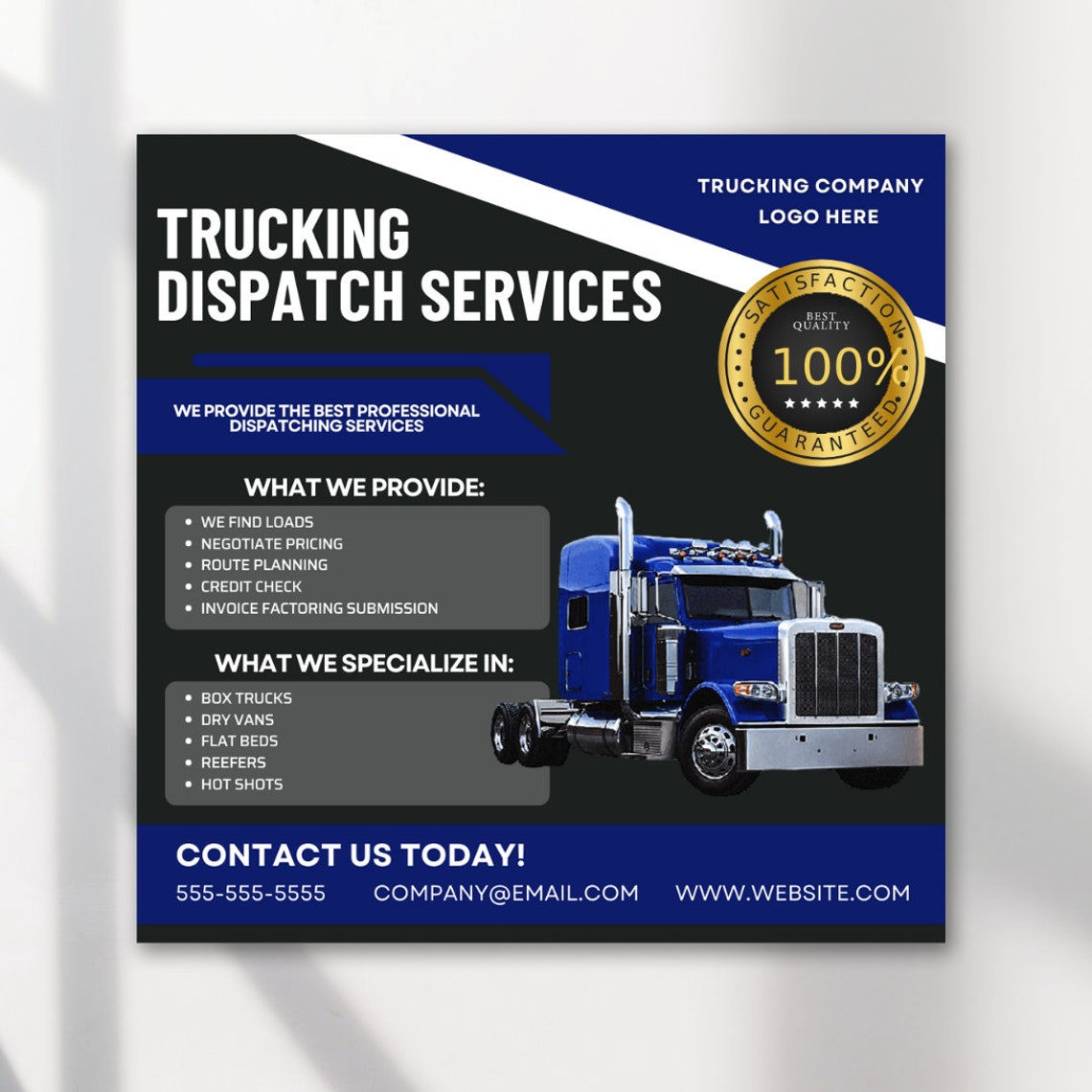 Trucking Flyer Freight Dispatch CDL Trucking Template Etsy
