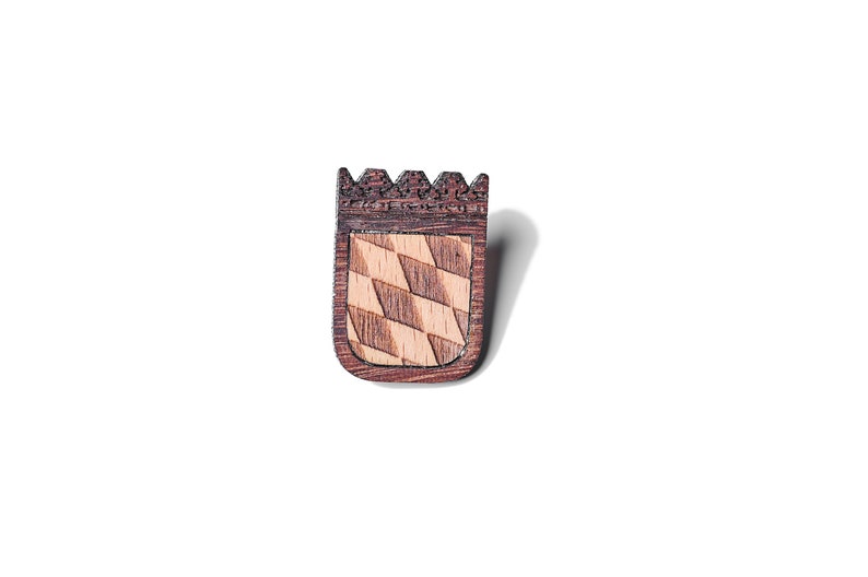 The Bavaria coat of arms as a pin, badge, brooch made of wood for traditional costume image 3