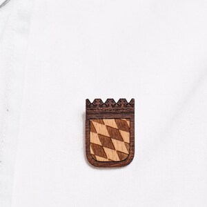 The Bavaria coat of arms as a pin, badge, brooch made of wood for traditional costume image 2
