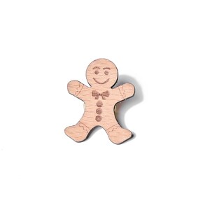 Gingerbread man pin, wooden brooch for celebration, festival or Christmas image 3