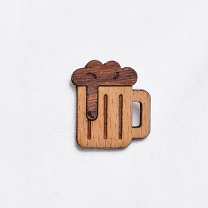 Beer mug, beer as a pin, badge, brooch made of wood for traditional costume image 1