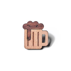 Beer mug, beer as a pin, badge, brooch made of wood for traditional costume image 3