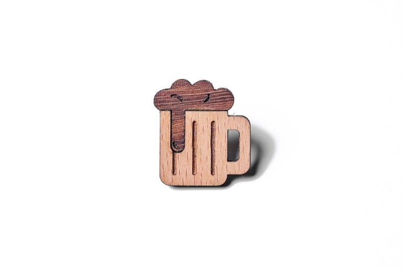 Beer mug, beer as a pin, badge, brooch made of wood for traditional costume image 3