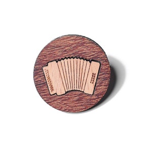 Ziach, harmonica as a pin, badge, brooch made of wood for traditional costume image 3