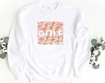 Golf Sweater for Her Comfy Sweater for Golf Lover Sweatshirt for Women Golf Attire Floral Design