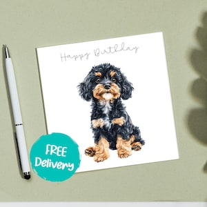 Cavapoo Birthday Card – Happy Birthday Cavapoo Card, Dog Lover Birthday Card, Greeting Card for Dog Owner