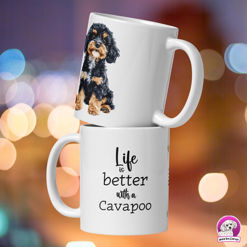 Cavapoo Black & Tan Mug I Personalised Dog Mug Gift, Life is Better ...