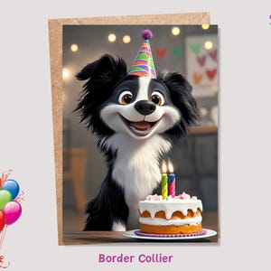 Border Collie Birthday Card for Dog Lover – Dog Birthday Card, Dog Card, Card for Dog Owners, Card for husband, wife, boyfriend, girlfriend