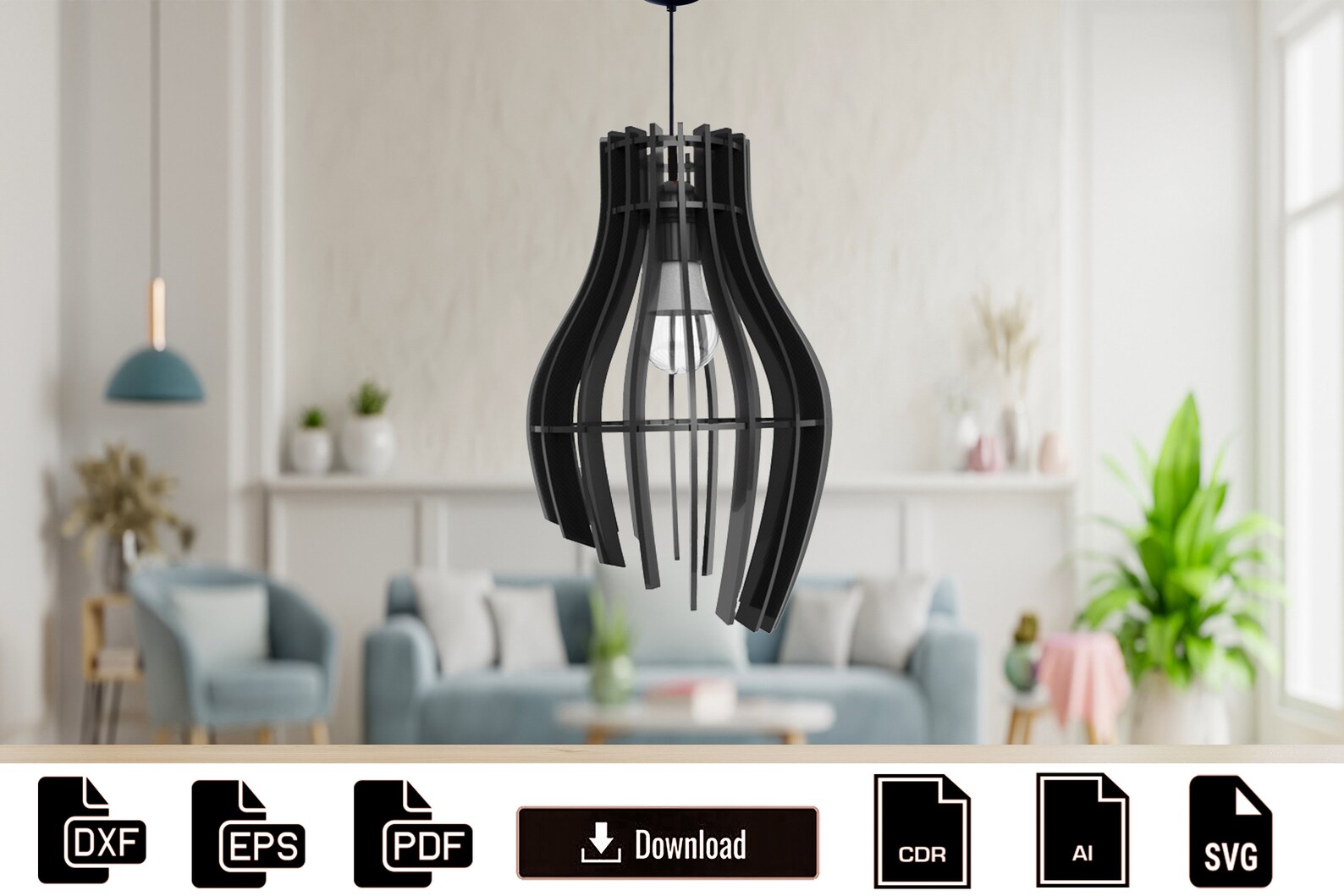 Modern Pendant Light Wood Hanging Lamp Shade Wood Etsy