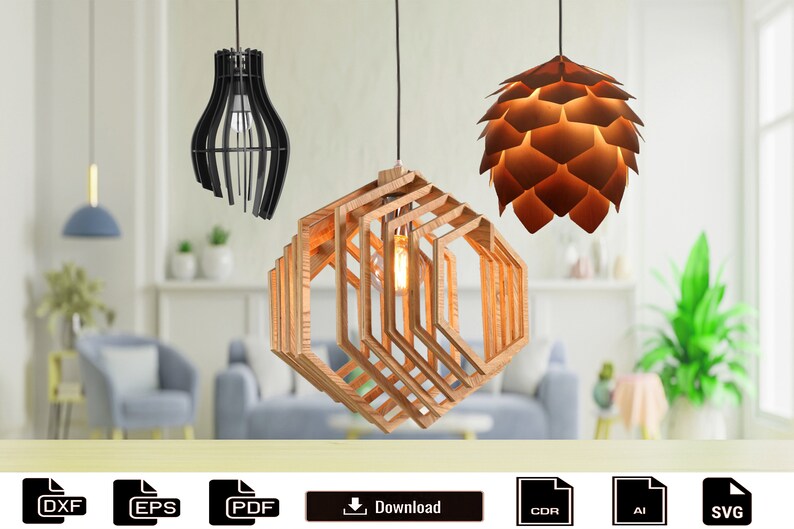 Modern Pendant Light Wood Hanging Lamp Shade Wood Etsy