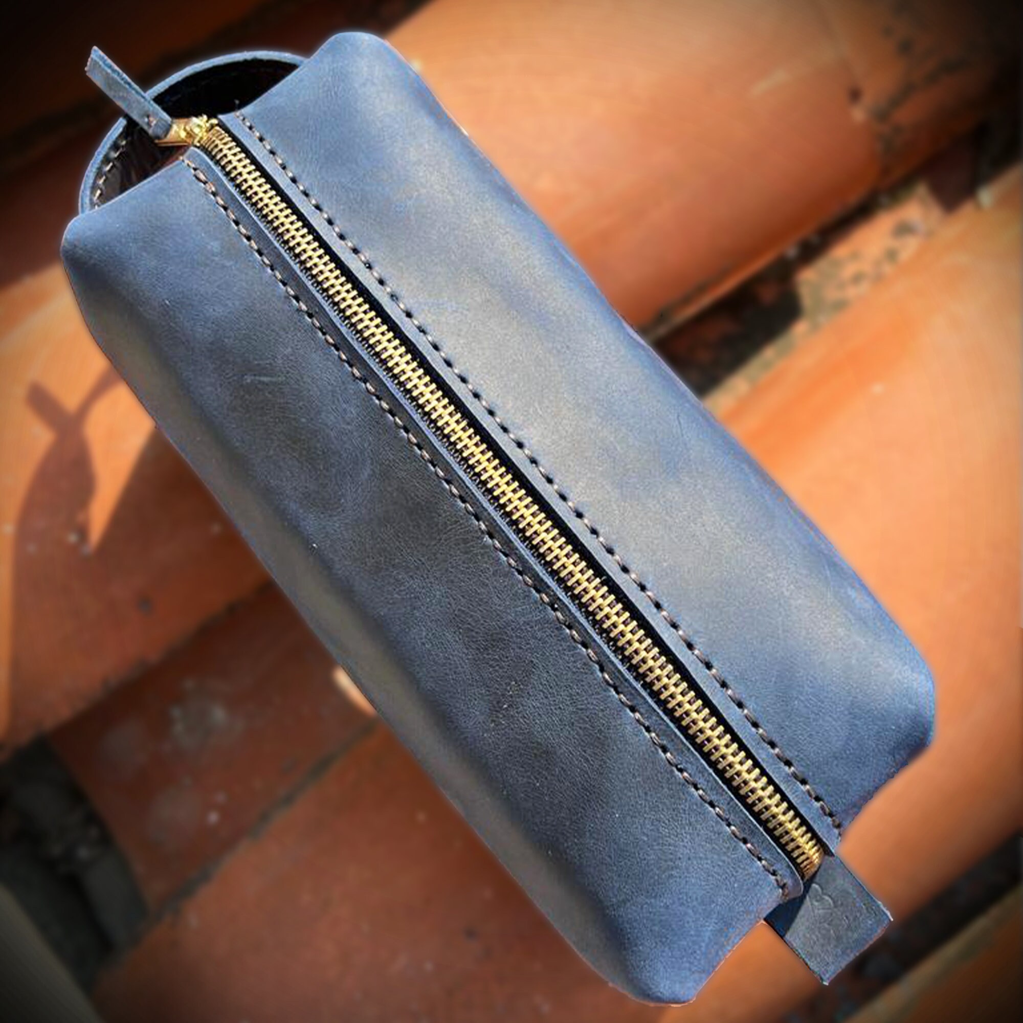Leather Dopp Kit PATTERN, Blue Leather Dopp Kit Pdf, Leather Toiletry