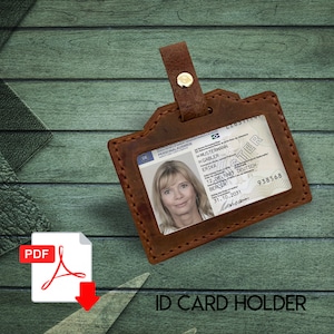 Porta badge in pelle, modello porta biglietti da visita, modello porta badge, porta badge PDF, porta badge fatto a mano, modelli porta badge