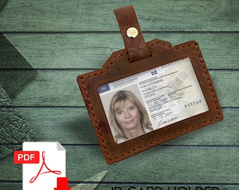 Porta badge in pelle, modello porta biglietti da visita, modello porta badge, porta badge PDF, porta badge fatto a mano, modelli porta badge