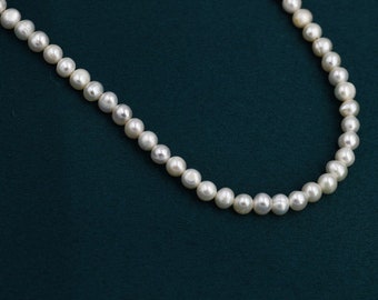 4 MM Handmade Freshwater Pearl Necklace in Sterling Silver, Suitable for Men or Women, Unique Round Freshwater Pearl Necklace Gift for her